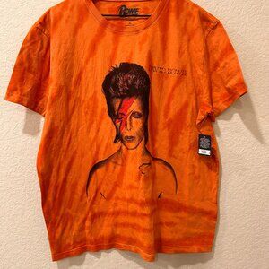 Lucky Brand David Bowie Aladdin Sane Orange Tie-Dye Graphic Tee Shirt New XL